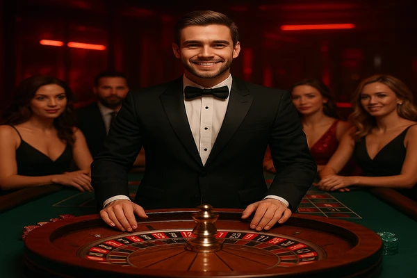 একজন পুরুষ ব্যক্তি অনলাইন গেমে জয়লাভের আনন্দ উদযাপন করছেন, চারপাশে গেমিং প্রতীকগুলো ভাসছে